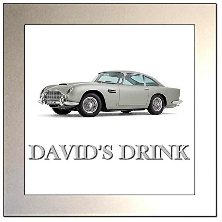 Personalised Classic Car Glass Drinks Coaster for ASTON MARTIN DB5 Enthusiasts