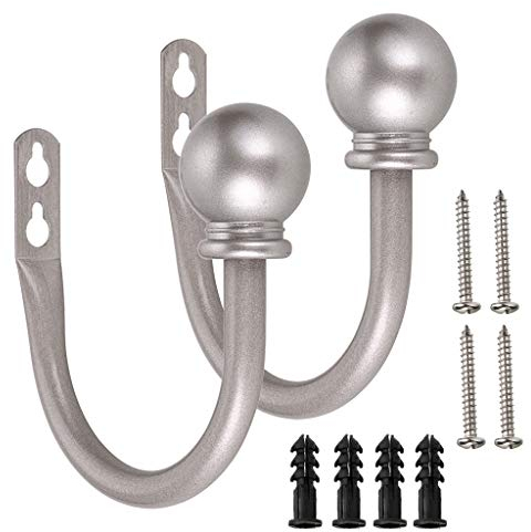 Bstkey Ein Paar leichte Metall-Vorhanghaken – Retro-Wandbefestigung für Vorhang, Raffhalter, Vorhangquaste, Vorhanghalter silber