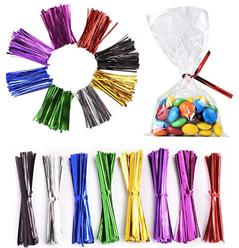 Accessories Attic 800 Pieces 4 Inch Metallic Twist Ties, 4 Colors (100, Gold)