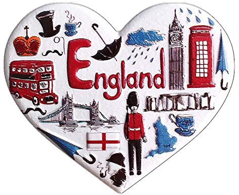 Heart Shape England 3D Fridge Magnet Souvenir Gift, Home & Kitchen Decoration Magnetic sticker England UK Collection