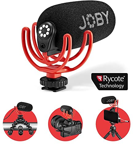 JOBY Wavo Micrófono Compacto para Vlogging con Patrón Supercardioide con Rycote Duo-Lyre para Smartphone y Cámara Sin Espejos para Creadores de Contenidos, Youtube y Podcast