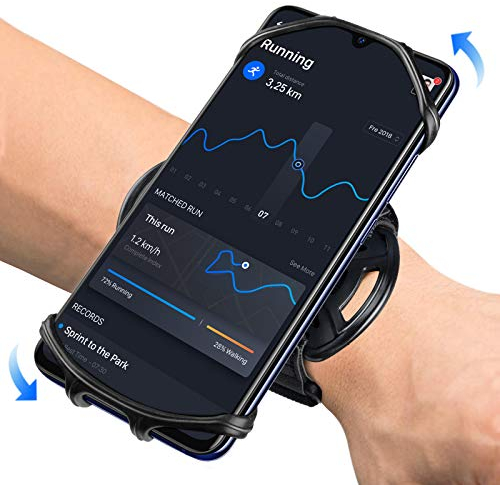 HLOMOM Brazalete Running con Rotación 360°, Porta Móvil Ajustable Universal para Senderismo/Gimnasio, Compatible con iPhone 15/14 Pro/13/12 Pro/12/11 Pro/11/XS/XR