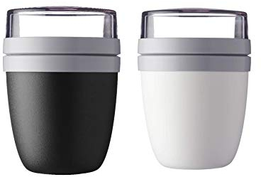 Mepal | Lunchpot Ellipse Mixed | Nordic Sage + Nordic Black | Müslibecher to go | Unterteilung für Joghurt & Müsli | 500 ml + 200 ml | Geeignet für Gefrierschrank, Mikrowelle & Spülmaschine