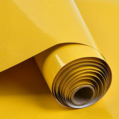 THETHO Jaune papier peint auto-adhésif papier adhésif étanche 40x300 cm vinyle pour meubles cuisine mur paed garde-robe salle de bain
