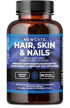 Newgate Labs Haar-, Haut- und Nagelwachstum 90 hochwirksame Tabletten – Premium-Ergänzungsmittel für Männer und Frauen – mit Meereskollagen – Halal – Hergestellt im Vereinigten Königreich