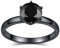 Jeulia Damen Solitär schwarz Ringe Rundschliff Sterling Silber Ringe Schmuck für Verlobungsring Trauring Ehering (62 (19.8))