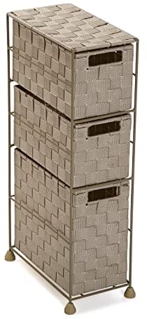 Versa Mannheim Möbel für das Bad, Schubladeneinheit mit 3 Schubladen zum Organisieren, Moderne und unterhaltsame Aufbewahrung, Maßnahmen (H x L x B) 57 x 28 x 15,5 cm, Nylon, Farbe: Beige