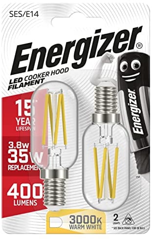 Energizer Filament LED Cooker Hood Bulbs - 400LM, 3.8W E14 (SES) - Pack of 2 | Energy Efficient & Long-Lasting