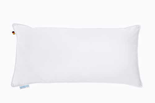 Regina Home 3-Kammer-Kopfkissen - 40x80 cm - Ergonomisches Nackenkissen mit 10% Federn & 90% Daunen - Waschbar & Allergiker Geeignet - 100% Baumwolle