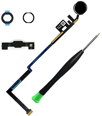 T Phael Bouton Home de rechange noir compatible avec iPad 5 5ème génération 2017 (A1822 A1823) et iPad 6 6ème génération 2018 (A1893 A1954) 9,7 avec connecteur de câble flexible et tournevis