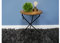 HomeWare Casadomu Round Fold Up Side Coffee Table Metal Tripod Side End Lamp Unit Plant Display Stand Iron Mango Wood Industrial