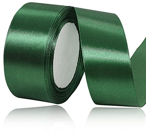 Satinband Dunkelgrün 40mm, 22 Meters Dekoration Geschenkband breit Schleifenband, Stoffband für Hochzeit, Taufe und Geburtstag Geschenke