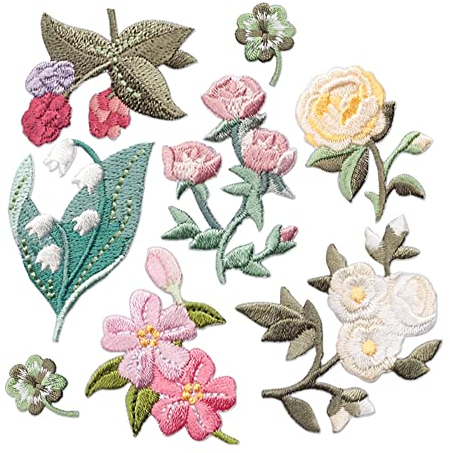 Csirnto Patches zum Aufbügeln 7 Stück Aufbügelbilder Blumen Patches Aufbügler Patches zum Aufbügeln Blume Aufbügelbilder Bestickte Patches Sticker Gestickte Aufnäher Applikation Flicken zum Aufbügeln