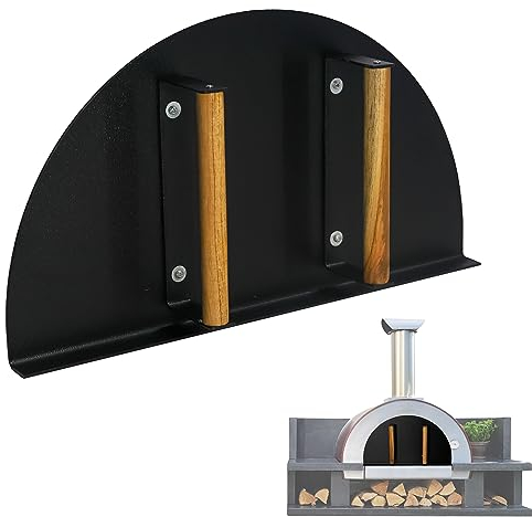 Porta del forno per pizza, 50,8 x 28 cm (larghezza x altezza), in acciaio inox, porta del forno con manico in legno, per forno per pizza per interni ed esterni