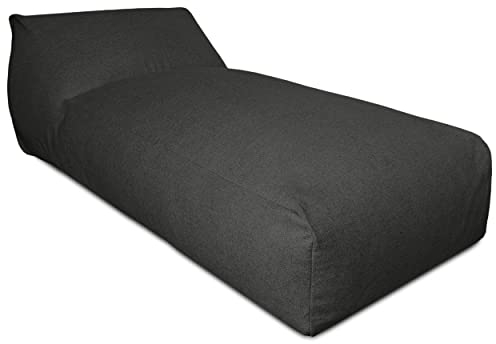 Deshome - Sitzsack für den Garten, Chaise Longue abnehmbar für den Außenbereich 180x90 cm - Bean Bag Chair, Outdoor-Sitzsack mit Polsterung Pouf Puff Design Graphitschwarz