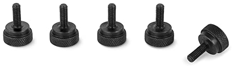 PrecisionGeek – Rändelschrauben M5 x 10 mm aus Schwarz oxidiertem Stahl – 5 Stück – Werkzuglos handfest verschraubbar –