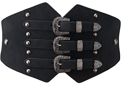 Diyafas Rétro Femmes Large Cinch Ceintures pour Robes Chemises Ceinture Élastique Dames Corset, Noir, Taille unique
