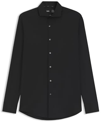BOSS Herren P-HANK-spread-C1-222 Slim-Fit Popeline-Hemd aus bügelleichtem Baumwoll-Mix