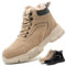 Zapatos de Seguridad de Invierno Zapatos de Trabajo para Hombres Mujeres Botas de Seguridad Antideslizantes Impermeables con Forro Cálido Punteras de Acero marrón Caqui 37