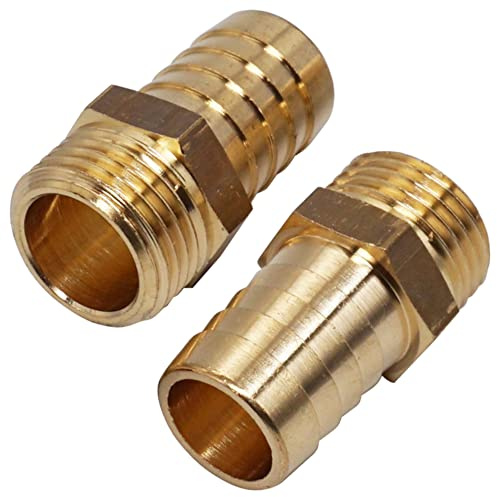 SKIR'CO (2 Stück) Außengewinde Widerhaken Messing Fitting 1/2 Zoll x 18 mm, Schlauch Widerhaken Adapter, Schlauchschwanz Anschluss, BSP Gewinde