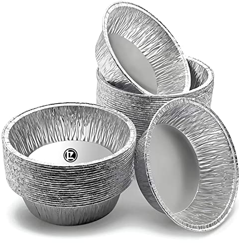 ZatRuiZE 100 Pcs Foil Trays, Muffin Cases, 7 x 2cm Aluminium Baking Cups for Mini Egg Tarts, Pastry Dishes, Cake Tins, Pie Trays, Mini Egg Tart Cases for Baking, Cooking, Party Serving