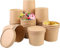 HOT BARGAINS Kraft Paper Soup Containers 8oz/230ml, Pack of 50, Brown Food Bowls with Lids