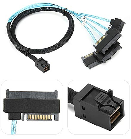 Bewinner 4 SFF-8482 SAS-enheter till 1 SFF-8087 SAS-kontroll och håller intern Mini SAS SFF-8643 till 29-stifts SFF-8482 anslutningsadapter för enskild dator 1-meter