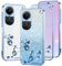 Kainevy Cover per Oppo Reno 10 Pro 5G Trasparente Glitter Antiurto con Brillantini per Donna e Bambina Cute Custodia per Oppo Reno 10 Pro Cover Silicone Morbido Slim Fiori Aesthetic Case (Blu)