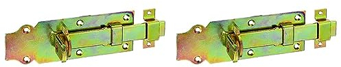 Alberts 116781 Schlossriegel | gerade, mit flachem Griff und befestigter Schlaufe | galvanisch gelb verzinkt | Platte 160 x 56 mm (Packung mit 2)