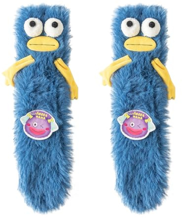 MOFIC Niedliche Cartoon-Monster-Socken für Damen und Mädchen, lustig, flauschig, warm, gemütlich, flauschig, Monster-Socken mit großen Augen, Plüsch, flauschige Schlafsocken für Weihnachten, blau,