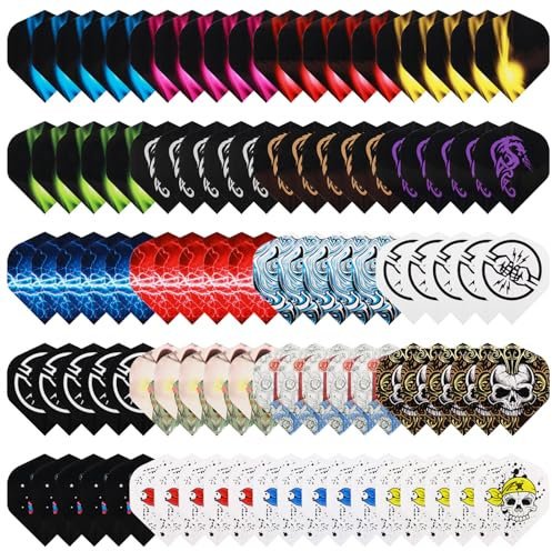 Deetenks 100 PCS Dart Flights 20 Sets Ailes de fléchettes durables en Pet Standard, Remplacement de Plume de Queue pour fléchettes à Embout Souple et à Embout en Acier