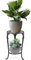 BIMUYI Support pour pot de fleurs en fonte à 2 niveaux - Style rétro - Noir