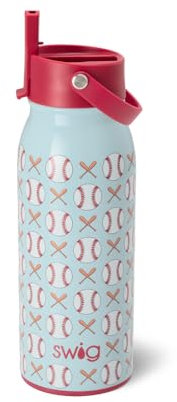 Swig Life Isolierte Wasserflasche, Reise-Wasserflasche mit Strohhalm und Deckel, Becherhalter-freundliche Wasserflaschen, Edelstahl, 1,0 l (Home Run)