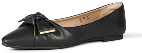 Amazon Essentials Women's Bow Ballet Flat, Black, 6 UK