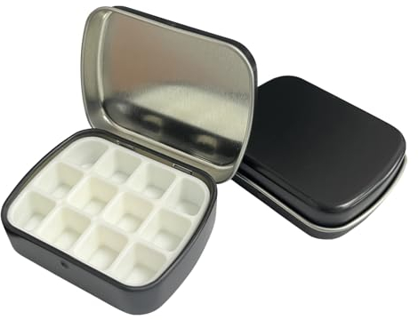 CHENGZI Mini-Pigmentverpackungskasten, 12-Fächer, 24-Fächer, kleiner Pigmentkasten, Farbmischung kleiner Eisenkasten, Kunstskizze (12-Gitter)