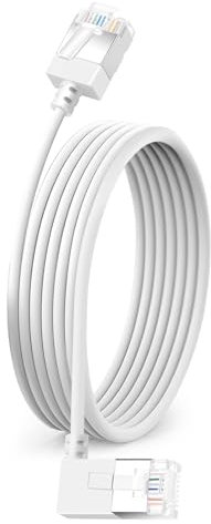 Dutevolns Flexible Cat 6 Ethernet Cable 90° Right Angled 5M, Ultra Thin & Slim Rj45 LAN Lead Gigabit Applicable For Mac, PC, Router, Ps4/5, (White)