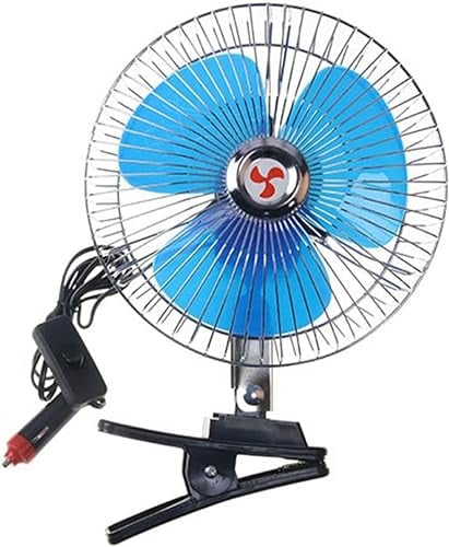 Demiawaking 12V 24V Auto Ventilator Fahrzeug Lüfter LKW, Geräuscharm drehbar Mini Clip KFZ Küler Lüfter 22cm (24V)