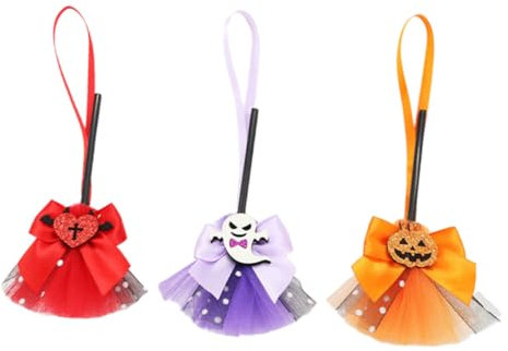 Vaguelly 3stücke Teiliges Halloween Hängende Besen Dekoration Mit Glocken Für Gruselige Partys Fenster Wände Und Geisterhäuser Farbvariationen