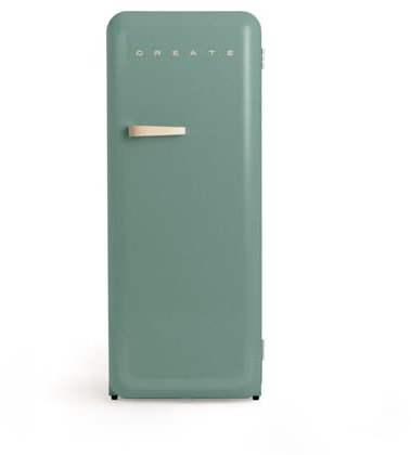 CREATE / RETRO FRIDGE 150 SAND/Kühlschrank mit Gefrierfach 281L in Salbeigrün, Griff Sand / 102W, niedriger Energieverbrauch, 150cm, 3 Ablagen, Temperaturregelung,60x60x150cm