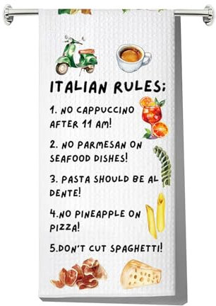 JNIAP Toallas de cocina italianas, decoración de cocina italiana, toalla de mano italiana, regalo de chef italiano, toalla de cocina con reglas italianas (reglas italianas kt)