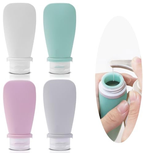 Yurleer 4 * 90ml Travel Bottle for Toiletries, Leak Proof Refillable Squeezable Containers for Shampoo and Shower Gel, Travel Accessories Made of Materials that Can Pass FDA Tests.