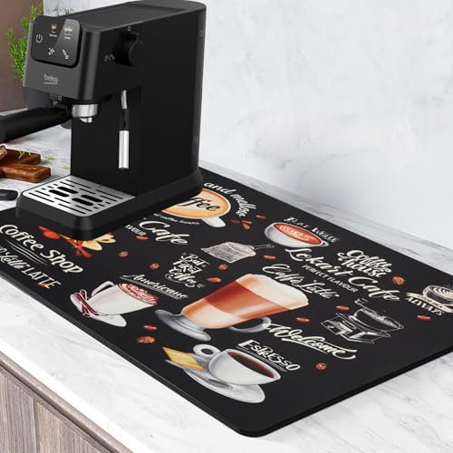 Alfombra Escurreplatos Alfombrilla Escurreplatos 50 x 40 cm Alfombrilla Cafetera Alfombrilla para Cafetera Alfombrilla Cafe Antideslizante para Cafeteras, Cocinas, Fregaderos, Baños, Mostradores