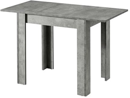 B&D home Esstisch LIVIUS, 80-120x60cm, ausziehbarer Esszimmertisch Küchentisch Holztisch für Küche, Esszimmer, modern Design, Beton Optik, 11218-60-BETO