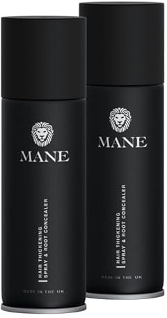 Mane Hair Thickening Spray & Root Touch Up, Hair Thickener, Hair Thickening Fiber Spray by Mane for Women & Men, Conceal Hair Loss & Thinning Hair - 12 Colours (200 ml X 2 twin pack) (Schwarz)