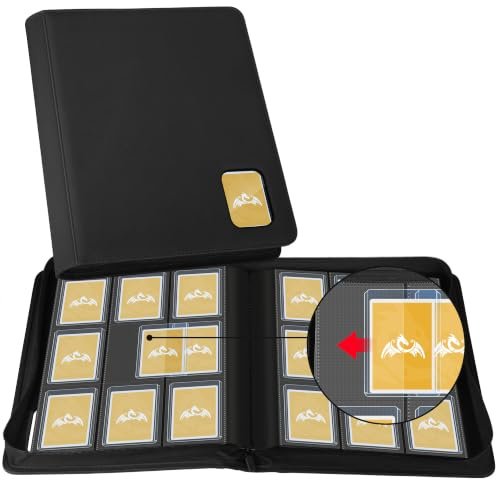 TCGPRO Toploader Binder mit Sichtfenster für 360 Karten in 3x4 Rigid Hüllen, Toploader Album mit 9 seitliche Pocket und Reißverschluss, kompatibel mit MTG, TCG, Sports Cards etc. Schwarz
