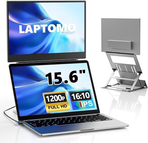 15.6'' Laptop Screen Extender, Silber Dual Laptop Bildschirm Erweiterung, Portable Monitor, Tragbarer Monitor, HDMI/USB-A/Type-C Plug and Play für Wins, Mac, Android