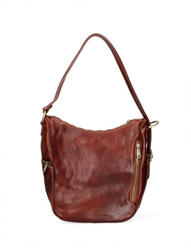 Viola Castellani Schultertasche für Damen aus echtem Leder Made in Italy 31 x 28 x 20 cm 5577-Braun