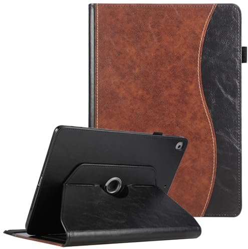 Vaitasy Custodia per iPad 10.2 9/8/7 Gen iPad Air 10.5 2019, 360 Gradi Rotazione Protettiva Cavalletto Cover con Business Pelle PU Tasca per iPad 2021/2020/2019 - Marrone