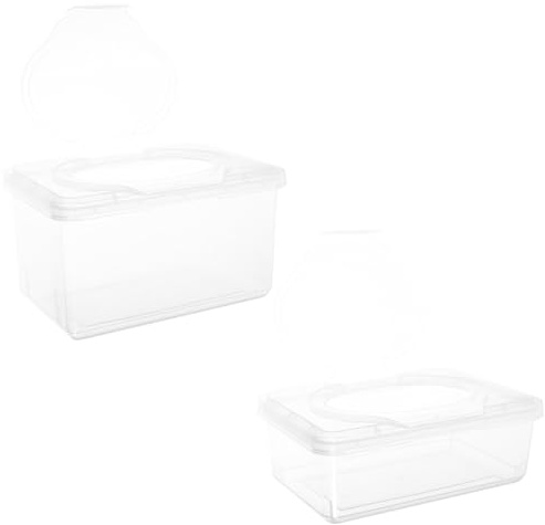 JECOMPRIS 2 pièces Boîte à Lingettes Rechargeable Transparente avec Couvercle Rabattable Anti-poussière Rangement Hygiénique pour Lingettes et Désinfectantes Usage Maison Bureau et Voiture