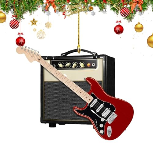 Gitarre Rot - Handbemalte Weihnachtskugel Aus Mundgeblasener Christbaumschmuck Figuren Weihnachtsdeko, Christbaumkugel, Weihnachten